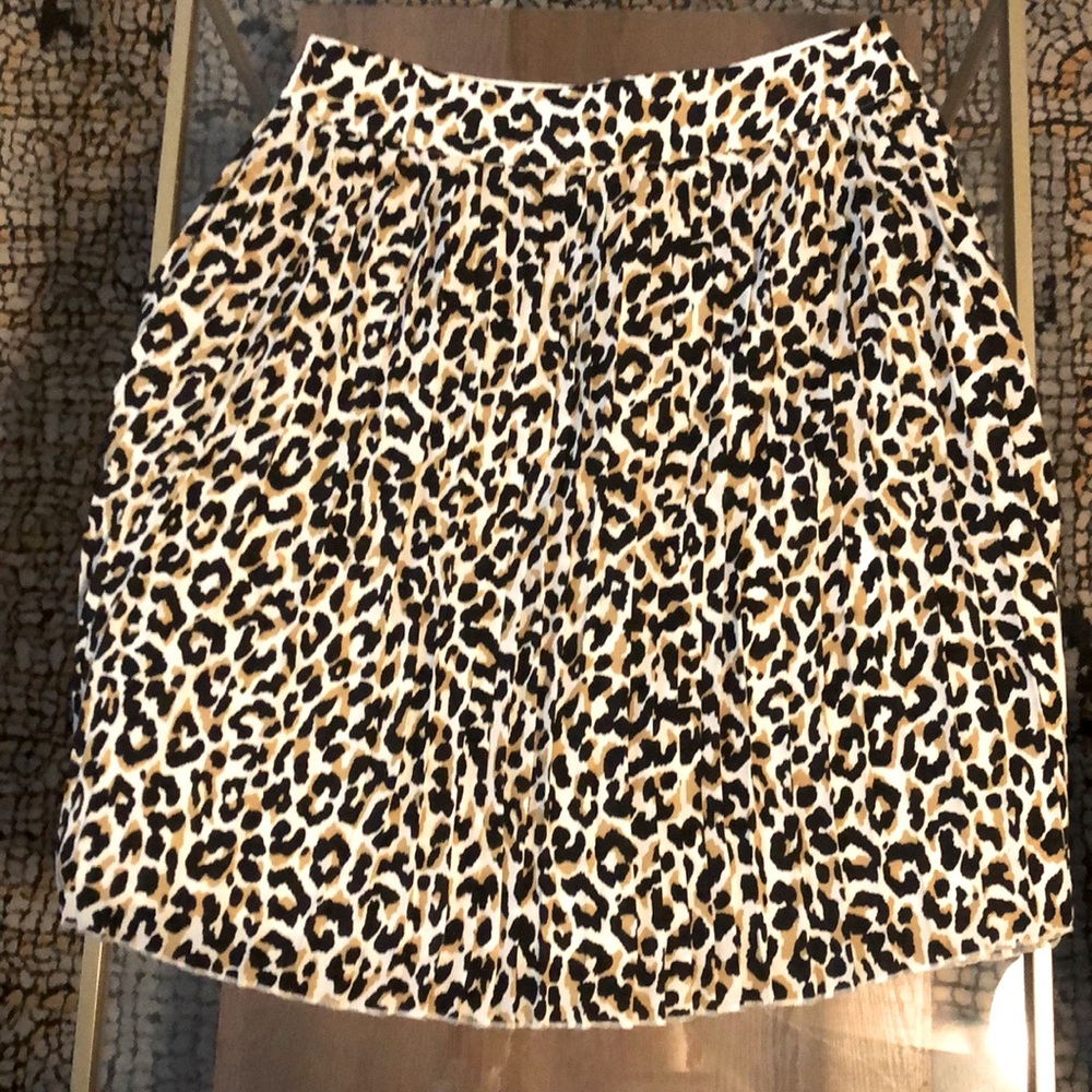 J. Crew animal print knee length pleated skirt new with tags